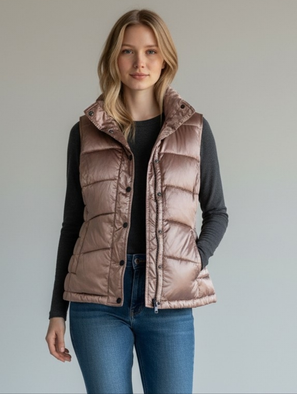 Lands' End Copper Brown Quilted Down Vest